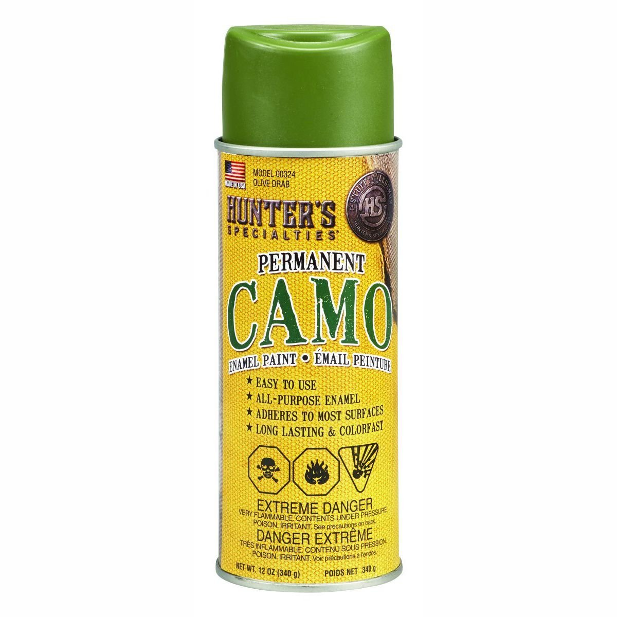Camo Spray Paint Hunters Specialties - Non-Reflective Finish Water Resistant Fast Drying Paint for Treestands, Decoys, Blinds & Other Hunting Equipment, 12 Oz Spray Can - OLIVE DRAB
