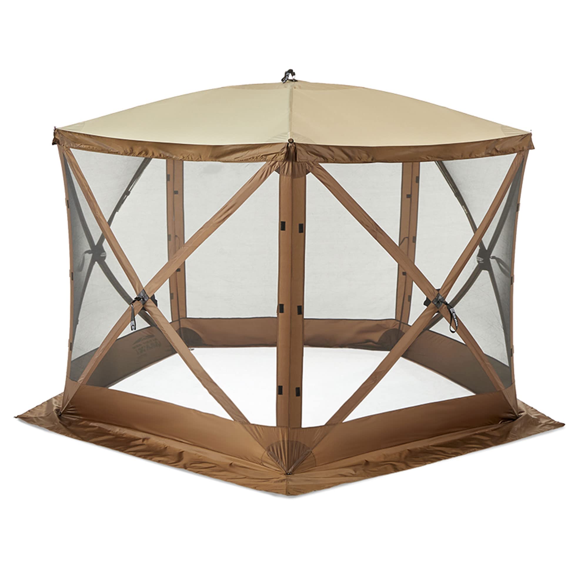 Pop Up CLAM Screen Tent, Outdoor Camping Gazebo Canopy, Venture, 9' x 9', Brown