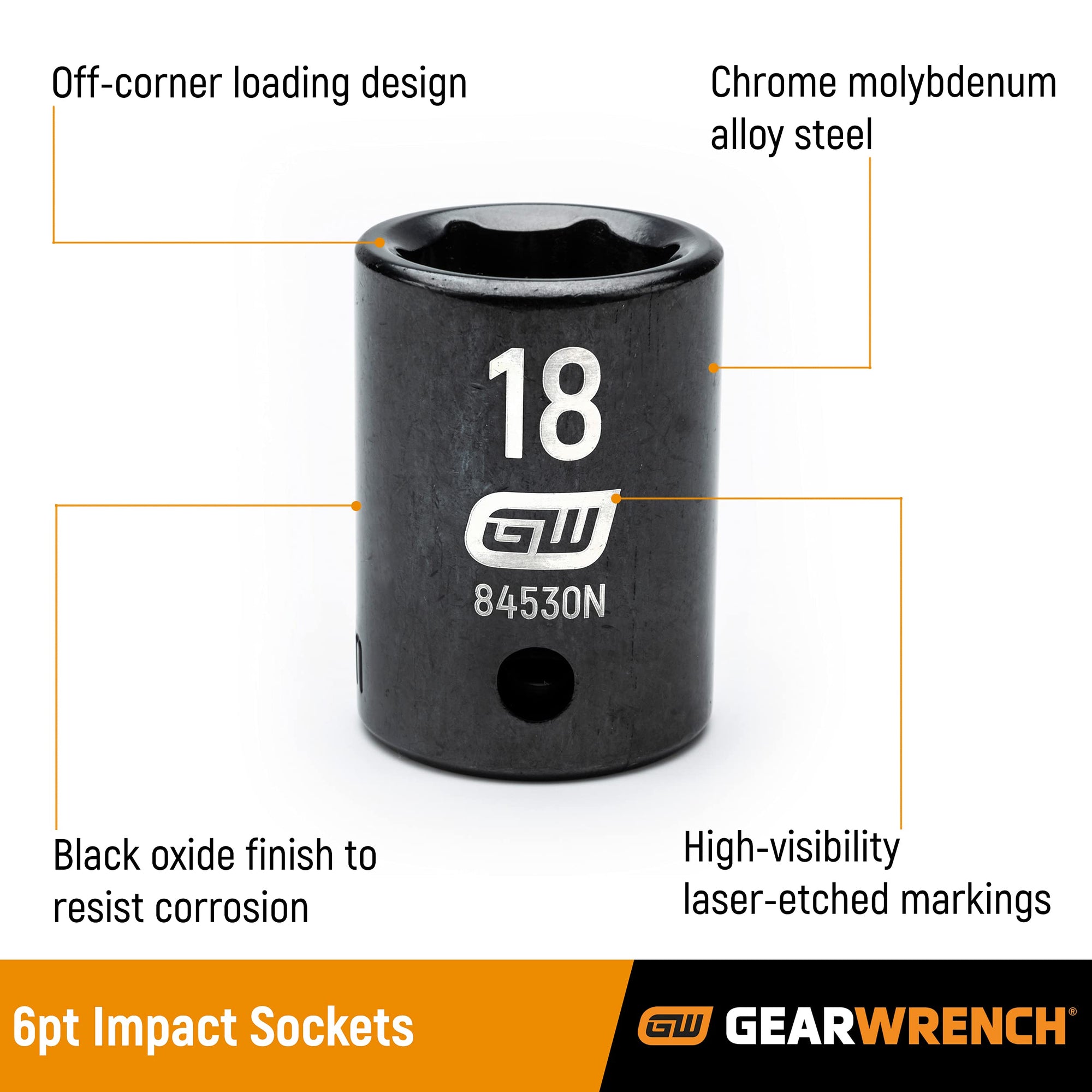 3/8" Drive GEARWRENCH 13 Pc. Deep Impact Socket Set, Metric - 84914N