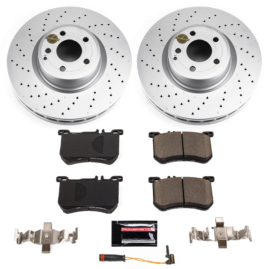Power Stop Front Coated Brake Rotors and Z23 Carbon Fiber Brake Pads Kit CRK6910