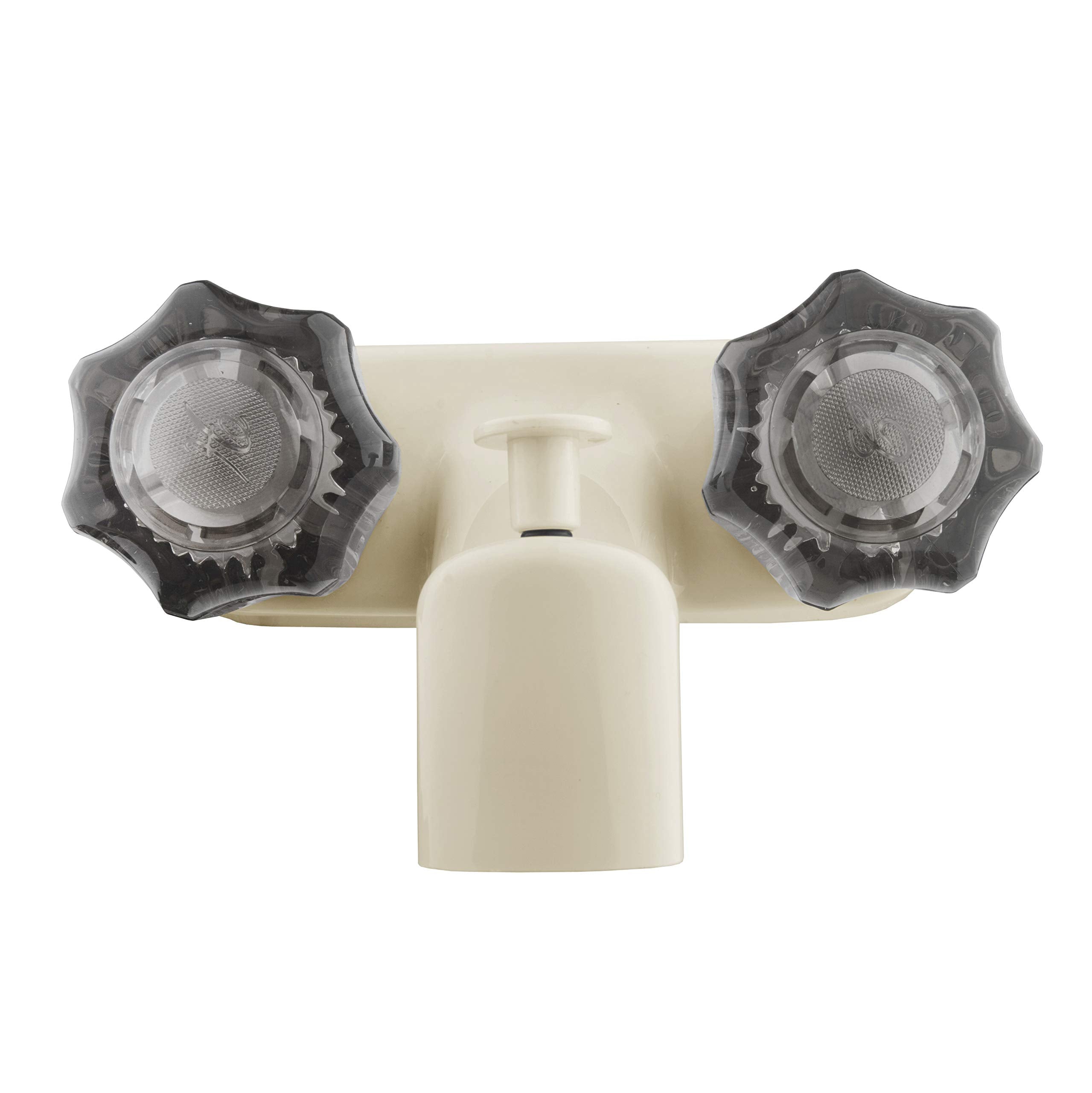 Dura Faucet RV Tub & Shower Faucet Valve Diverter DF-SA110S-BQ with Smoked Acrylic Knobs (Bisque Parchment)