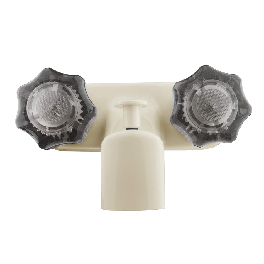Dura Faucet RV Tub & Shower Faucet Valve Diverter DF-SA110S-BQ with Smoked Acrylic Knobs (Bisque Parchment)