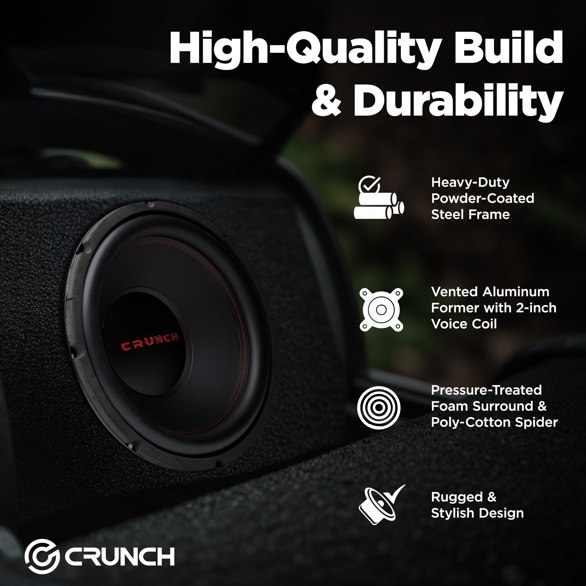 CRW12D4 Crunch 12 Inch Subwoofer 800 Watt MAX 400 Watt RMS Car Audio Speaker with 4 Ohm DVC Dual Voice Coil