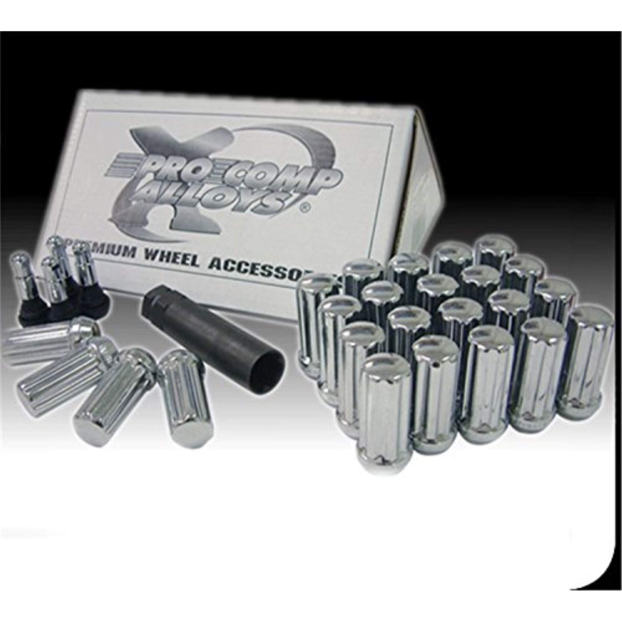 Pro Comp 11138B Wheels Lug Nut Kit 12 x 1.5 Black ET 24 Lugs HP Valve Key Lug Nut Kit