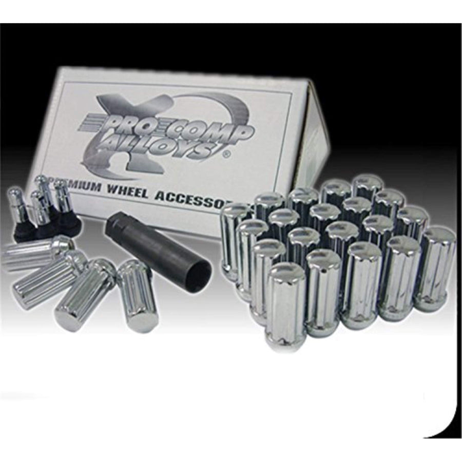 Pro Comp 11138B Wheels Lug Nut Kit 12 x 1.5 Black ET 24 Lugs HP Valve Key Lug Nut Kit