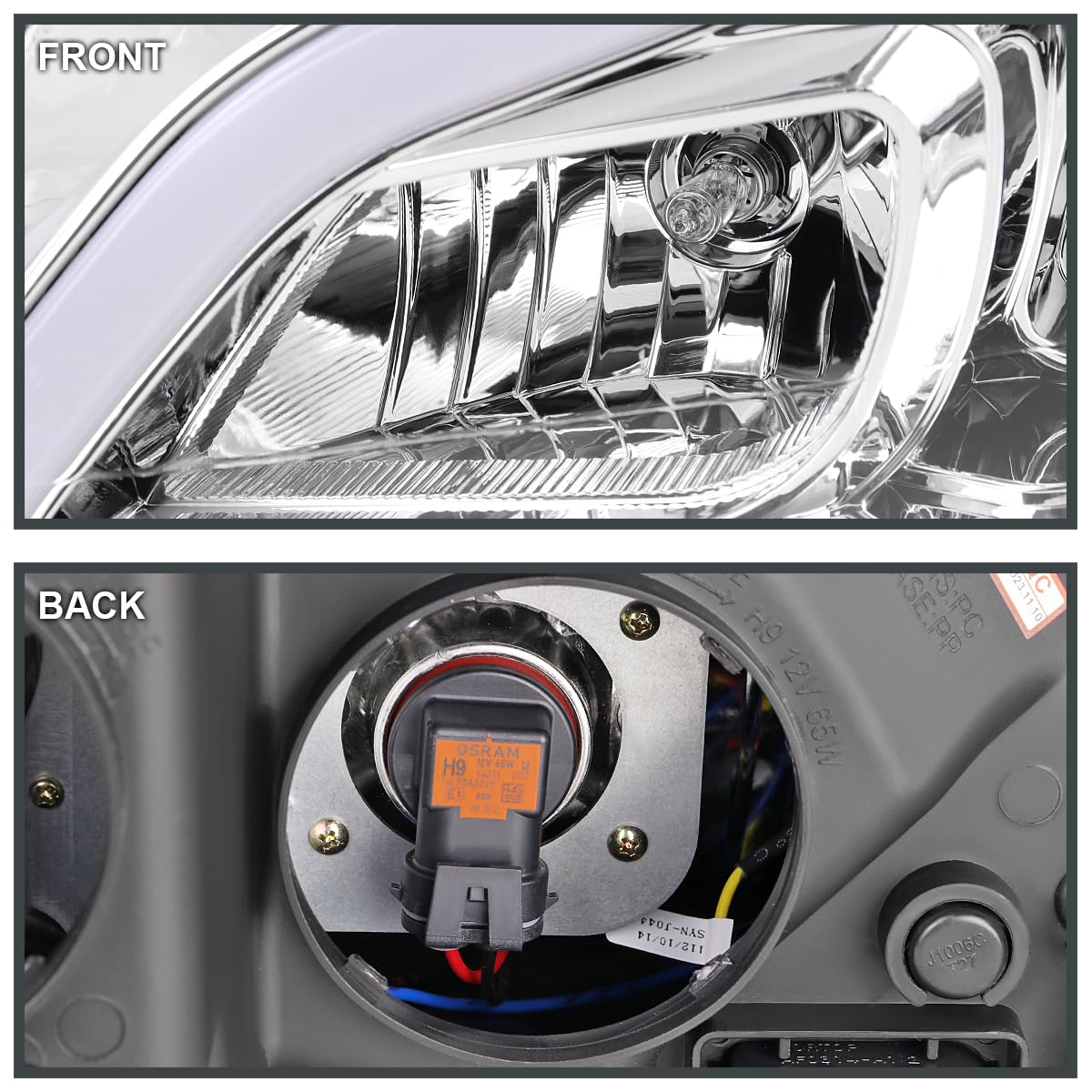Switchback SPEC-D TUNING Chrome Sequential LED Tube Projector Headlights Compatible with 2012-2014 Mercedes-Benz W204 C-Class C250 C300 C350 C63, Left + Right Pair Headlamps Assembly