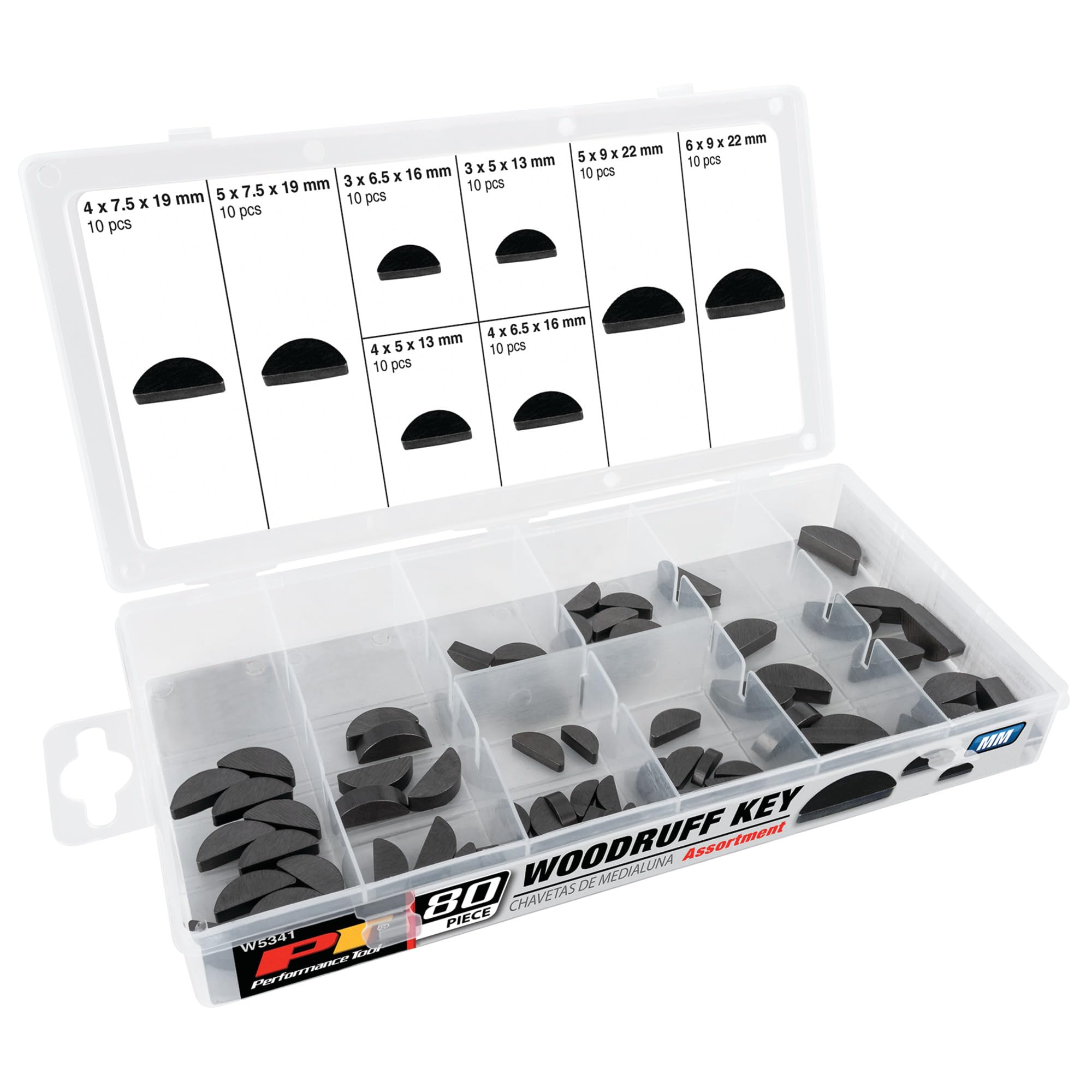 Woodruff Key Assortment Performance Tool W5341 80pc Metric