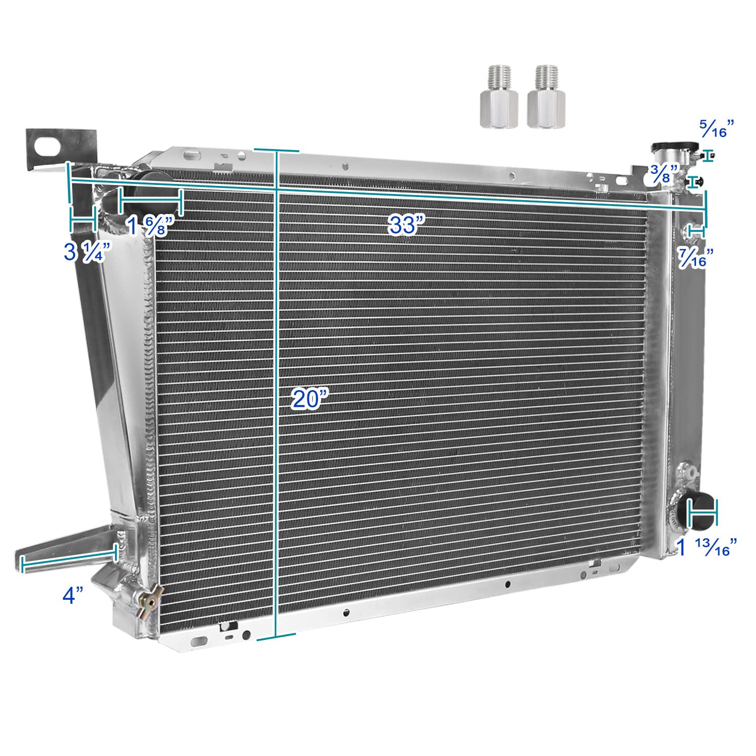 3 Row Core Spec-D Tuning Aluminum Cooling Racing Radiator Compatible with Ford F150 F250 F350 Bronco 1985-1996
