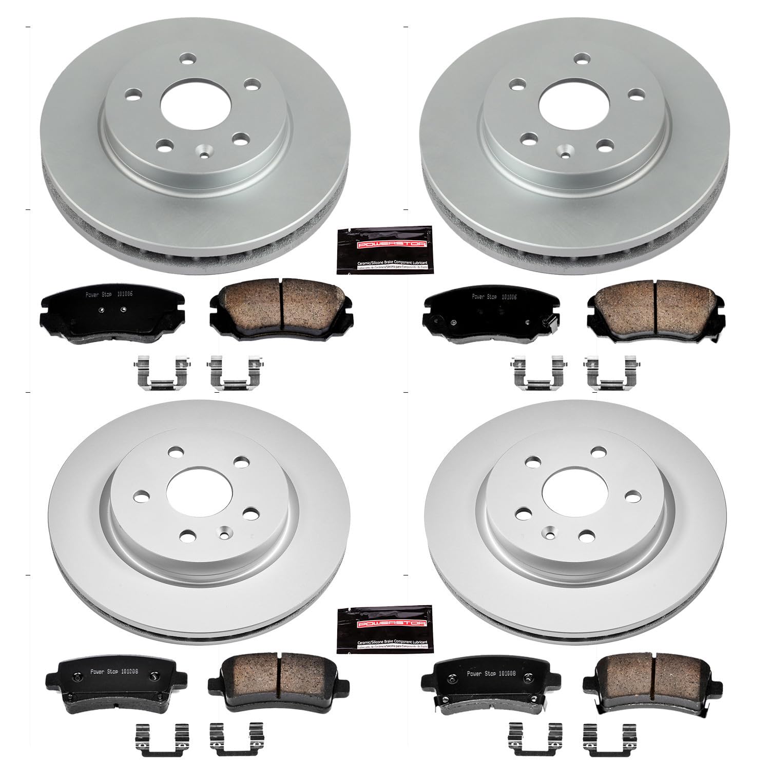 Power Stop Coated Brake Rotor & CRK5524 Ceramic Brake Pads- front & rear