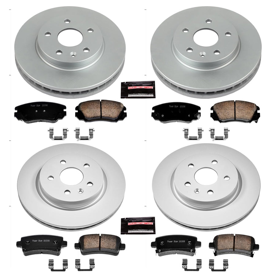 Power Stop Coated Brake Rotor & CRK5524 Ceramic Brake Pads- front & rear