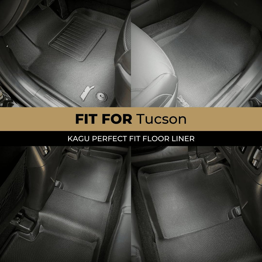 Kagu 3D MAXpider Custom Fit Floor Mat (Black) Compatible with Hyundai Tucson Gasoline 2022-2026 - Full Set