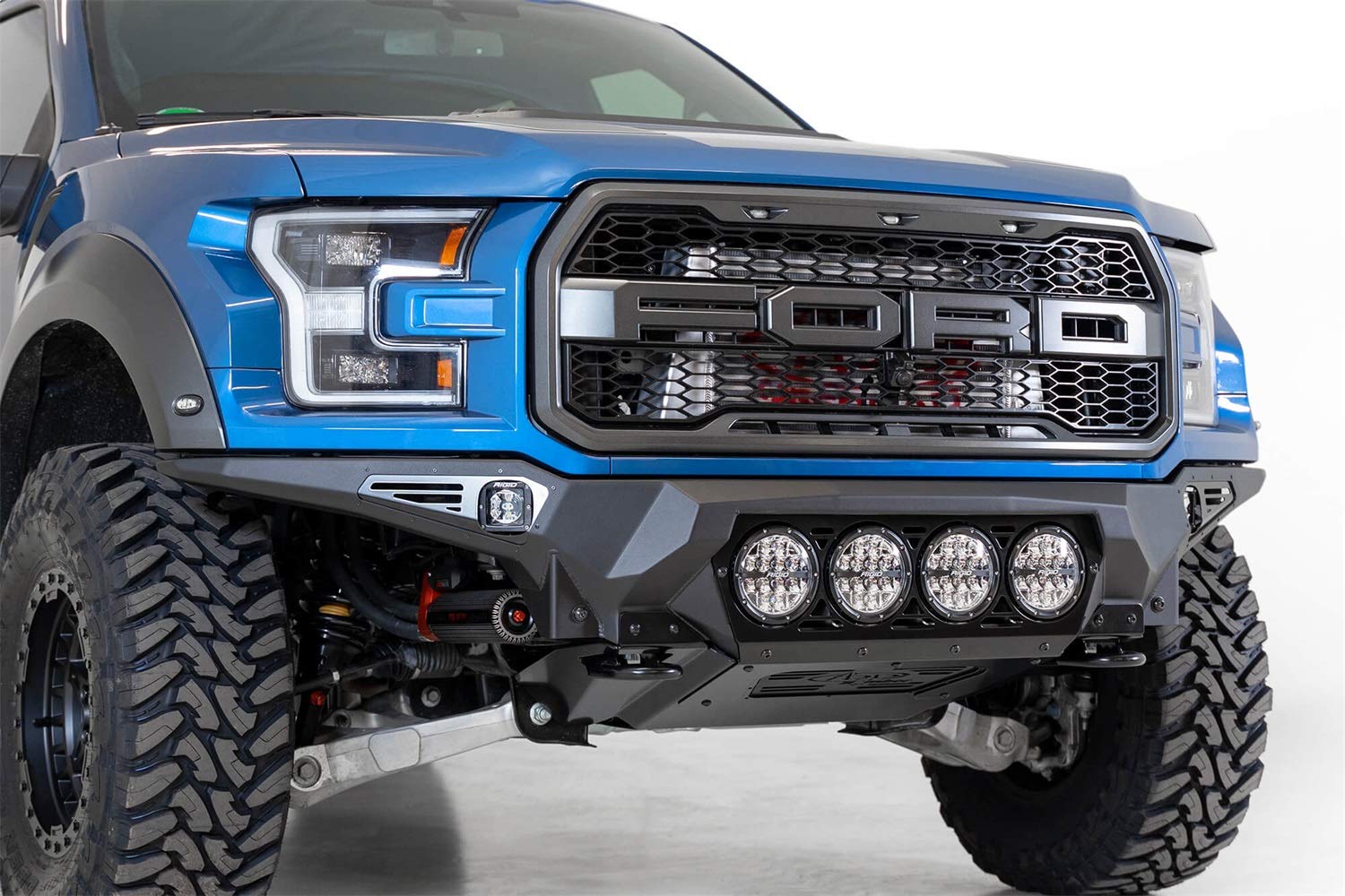 Bomber Front Bumper Addictive Desert Designs F110014110103; Hammer Black Powder Coat Finish; Mounts for 4 Rigid 360 6 in