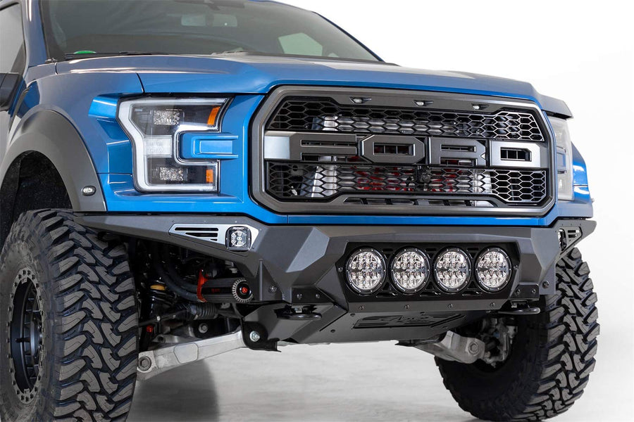 Bomber Front Bumper Addictive Desert Designs F110014110103; Hammer Black Powder Coat Finish; Mounts for 4 Rigid 360 6 in