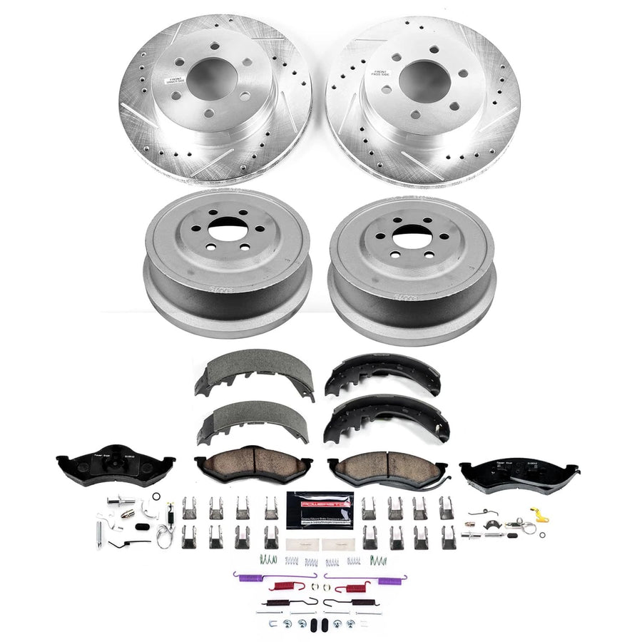 Power Stop K15540DK Z23 Carbon-Fiber Ceramic Brake Pads and Front and Rear Drilled and Slotted Rotors Brake Kit For Dodge Durango 1998-1999 [Application Specific]