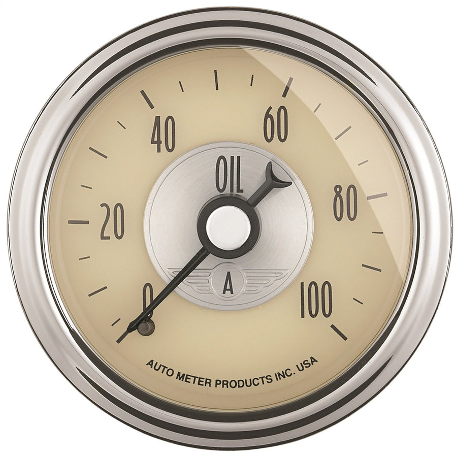 Auto Meter Prestige Antique Ivory 2021 2-1/16" 0-100 PSI Mechanical Oil Pressure Gauge