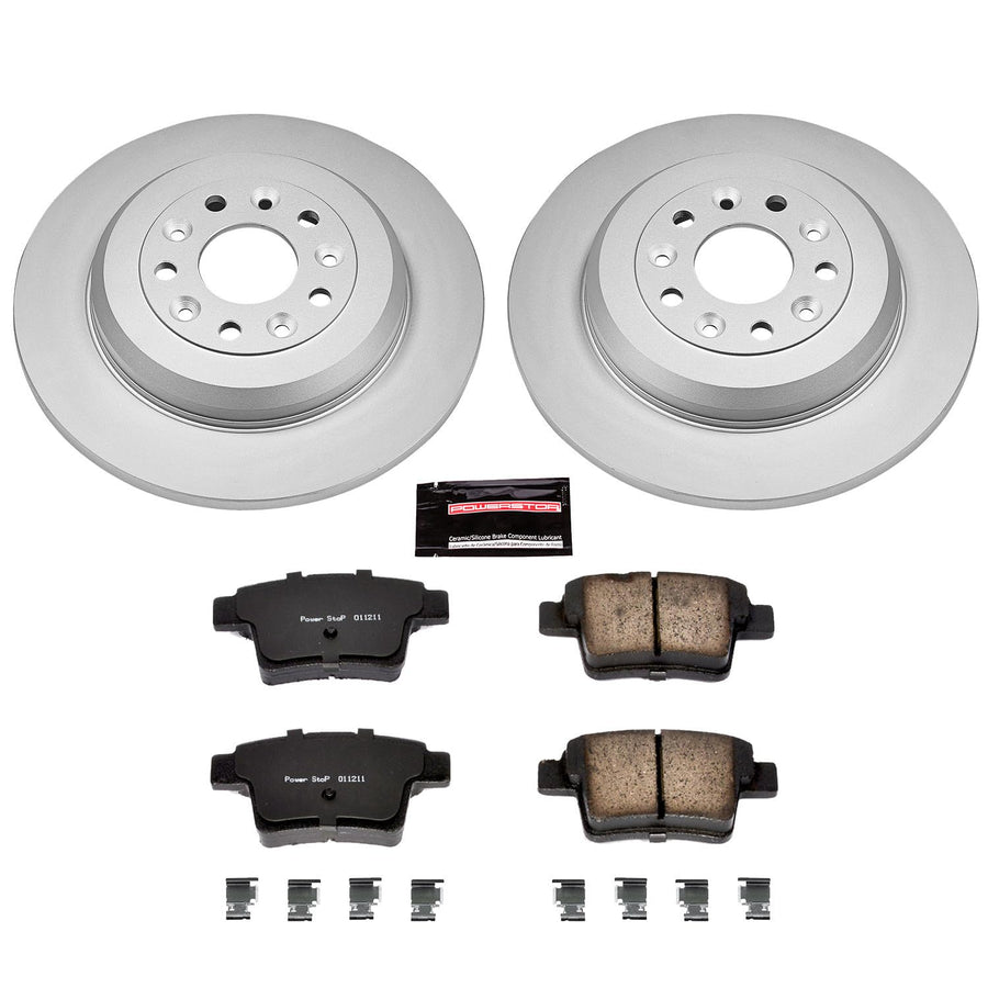 Power Stop CRK4600 Brake Rotor Coated & Ceramic Brake Pads- rear For Ford Five Hundred, Ford Freestyle, Ford Taurus, Ford Taurus X, Mercury Montego, Mercury Sable [Model Specific]