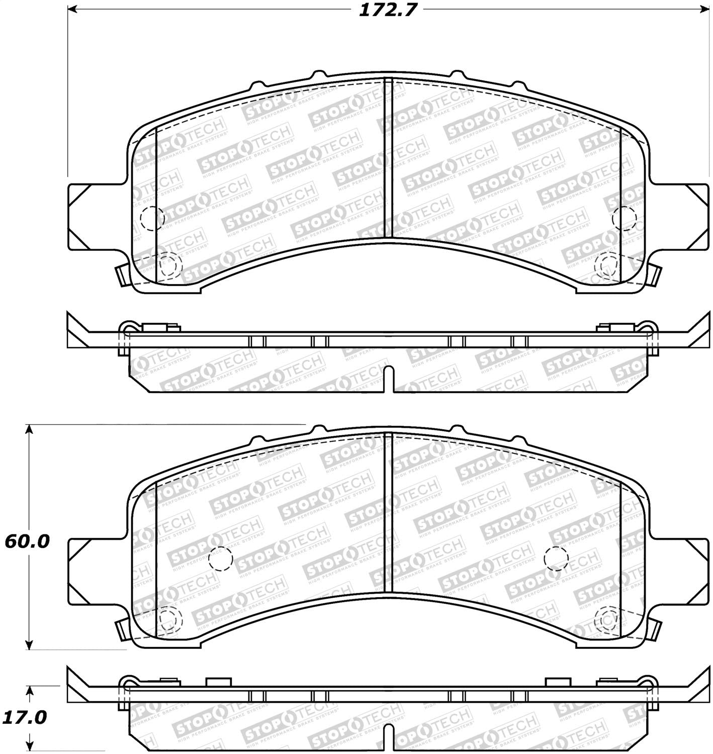 Rear StopTech 308.09741 Brake Pads with Shims and Hardware Street