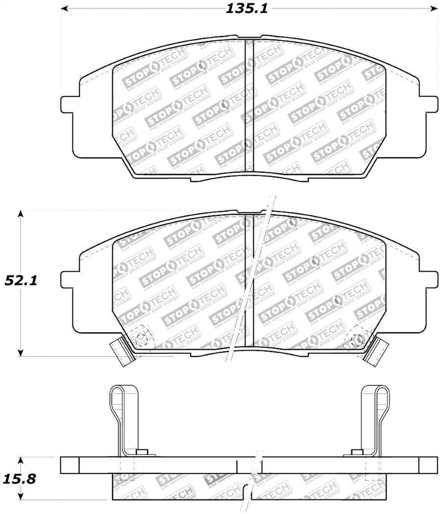 Front StopTech 308.08290 Brake Pads with Shims and Hardware Street
