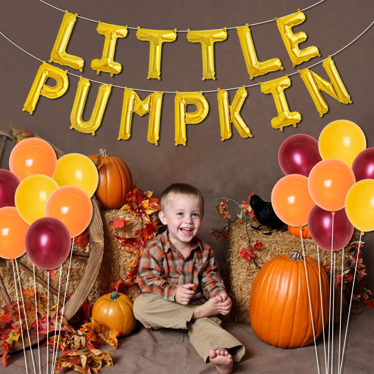 Baby Shower Decorations Little Pumpkin, 1st Birthday Party Decoration Balloons Banner for Thanksgiving Fall Theme Gender Reveal Decorations