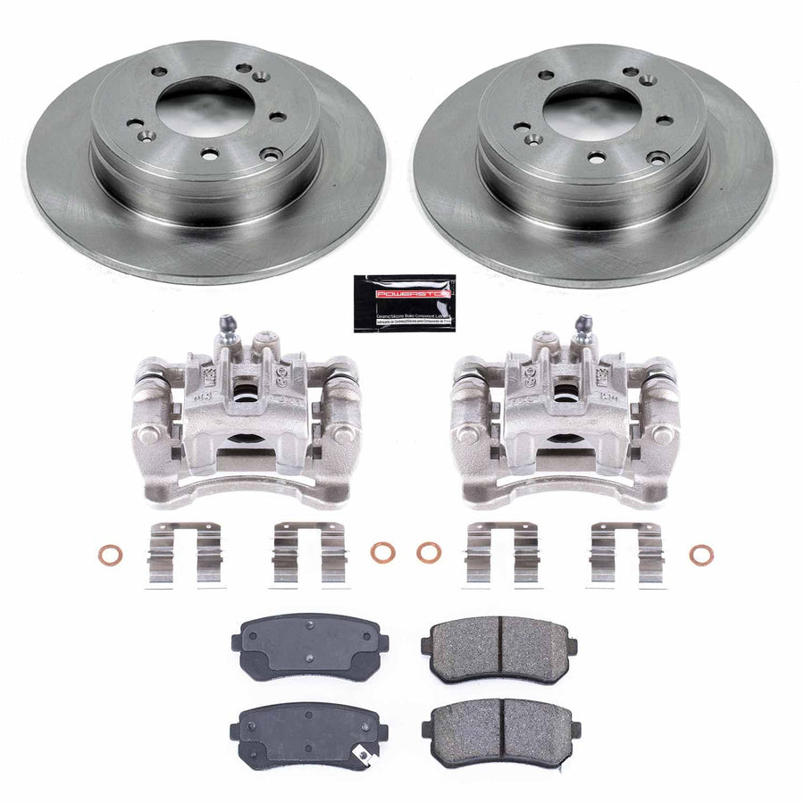 Power Stop KCOE6936 Rear Brake Kit-Drilled/Slotted Rotors, Ceramic Brake Pads & Calipers Stock Replacement For Hyundai Tucson 2015 [Model Specific]