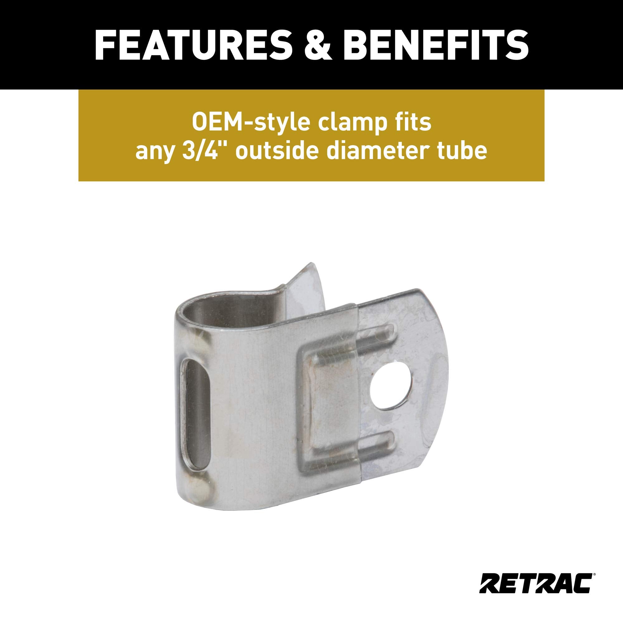 3/4-Inch Retrac Plastic-Coated Stainless Steel Mirror Clamp, 5/16-In Holes