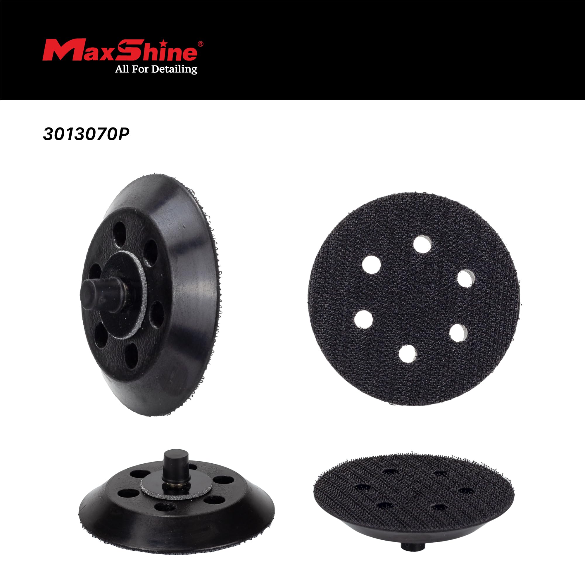 3” Maxshine Hook & Loop Dual Action Backing Plate – Universal Fit for High Speed DA Polishers 12000 OPM, Thermal Endurance, 5/16” ~ 24 Thread - Professional Detailing Accessory