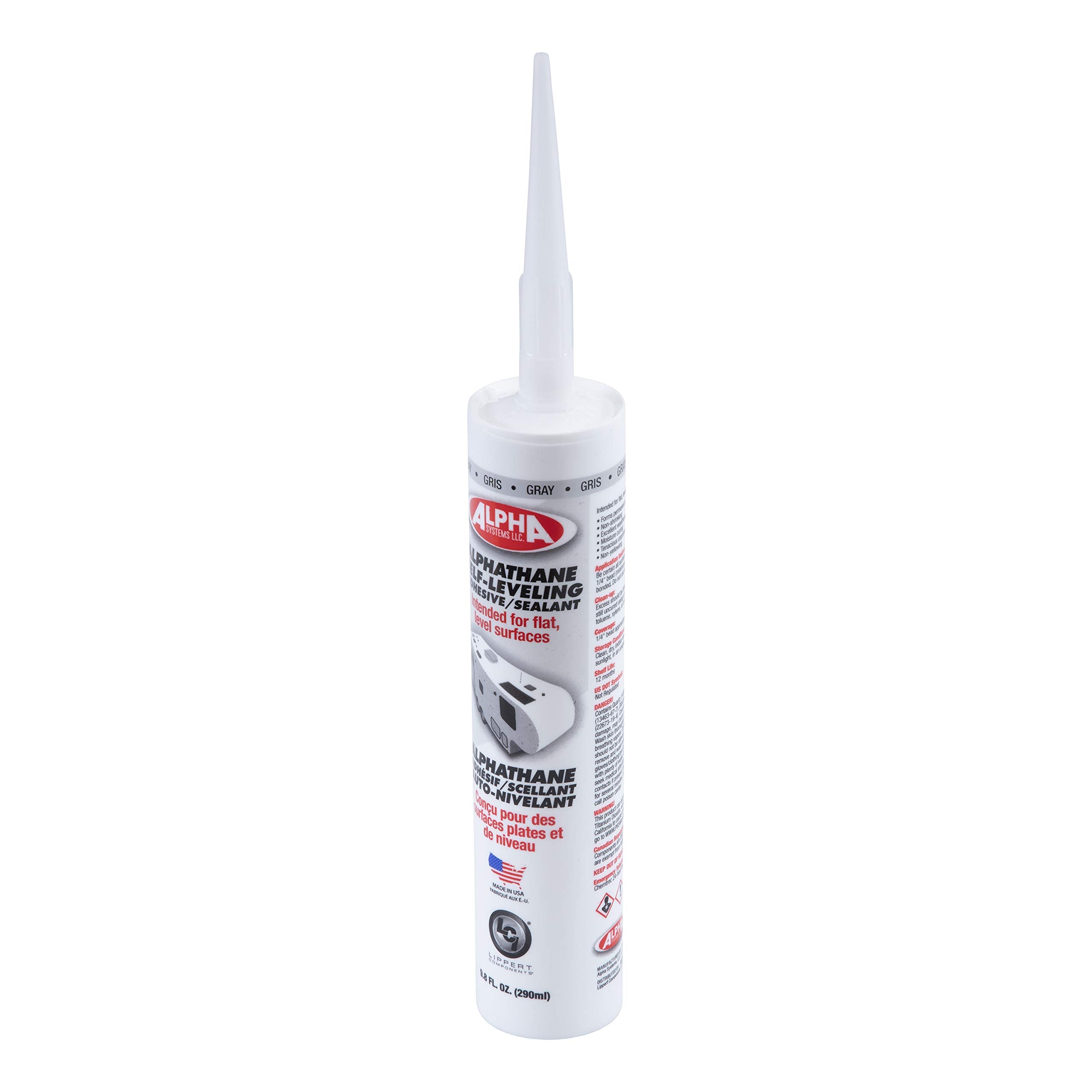 Lippert Components 5121 N512103TLCI ALPHATHANE 100% Solids Self-Leveling Sealant, Gray (9.8 Oz. Tube)