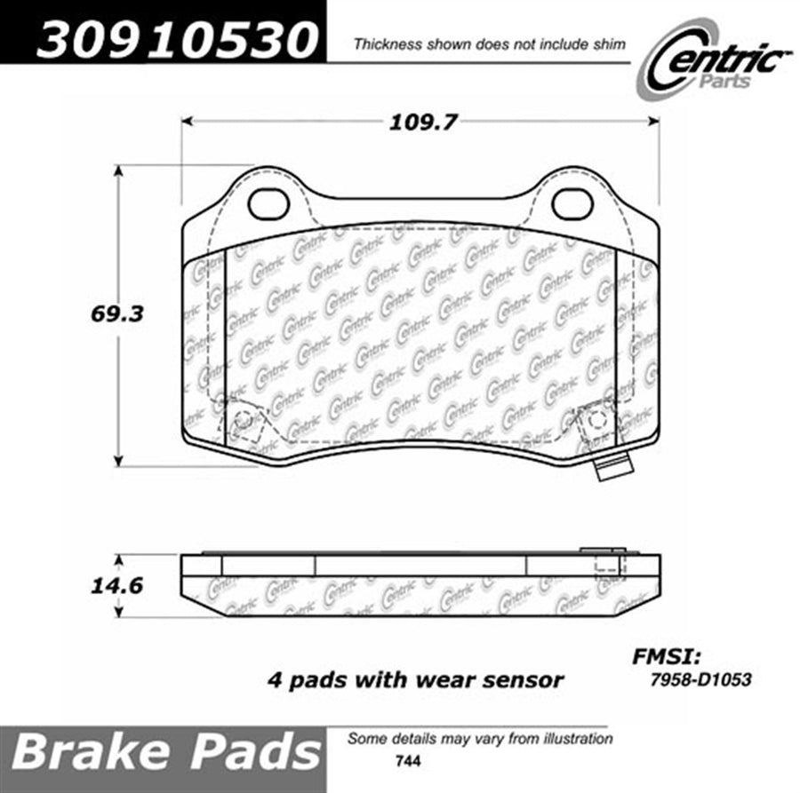 Sport Brake Pads StopTech 309.10530 with Shims and Hardware