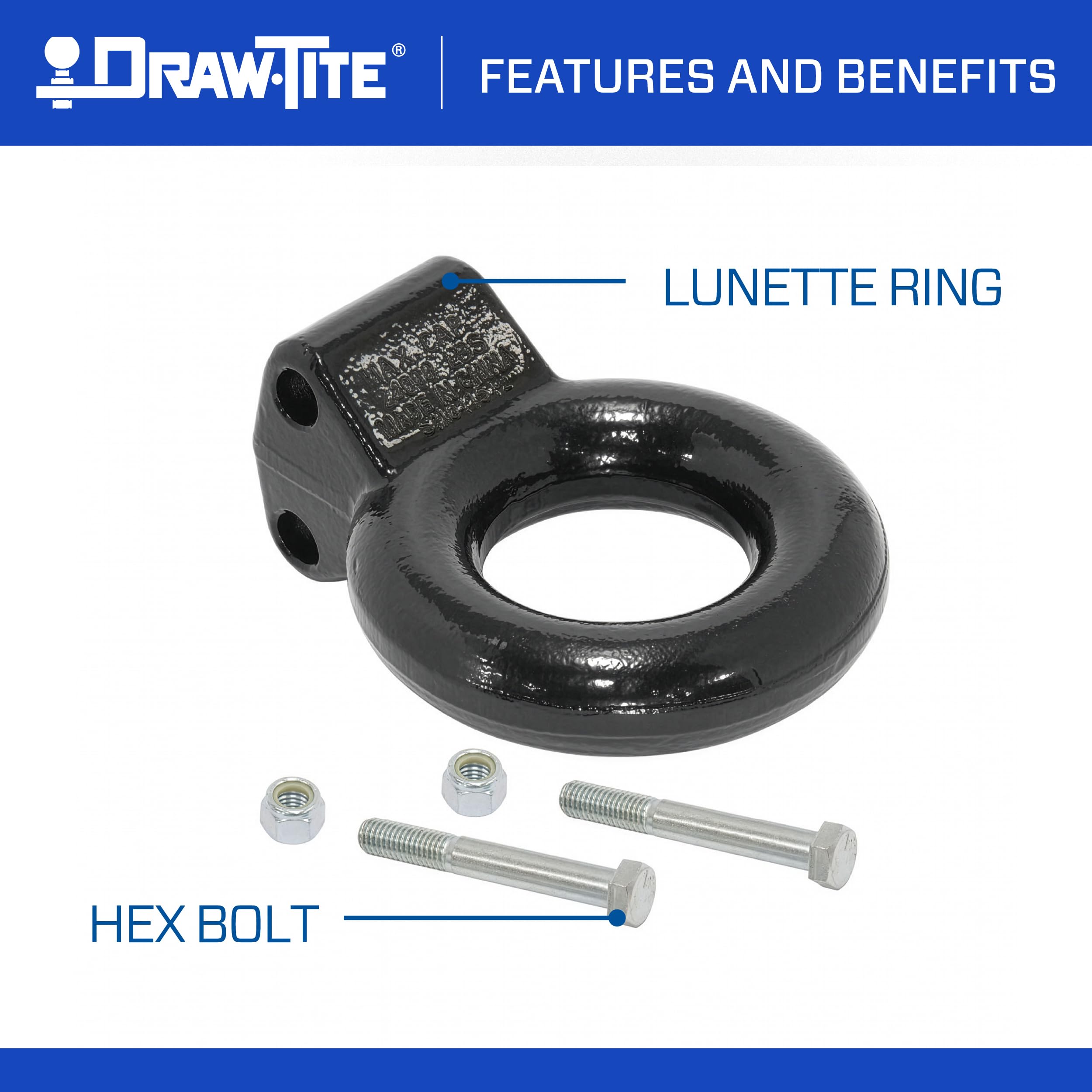 Tow Ready Lunette Ring 63060, 3 Inch Diameter, 24,000 lbs. Capacity, Adjustable