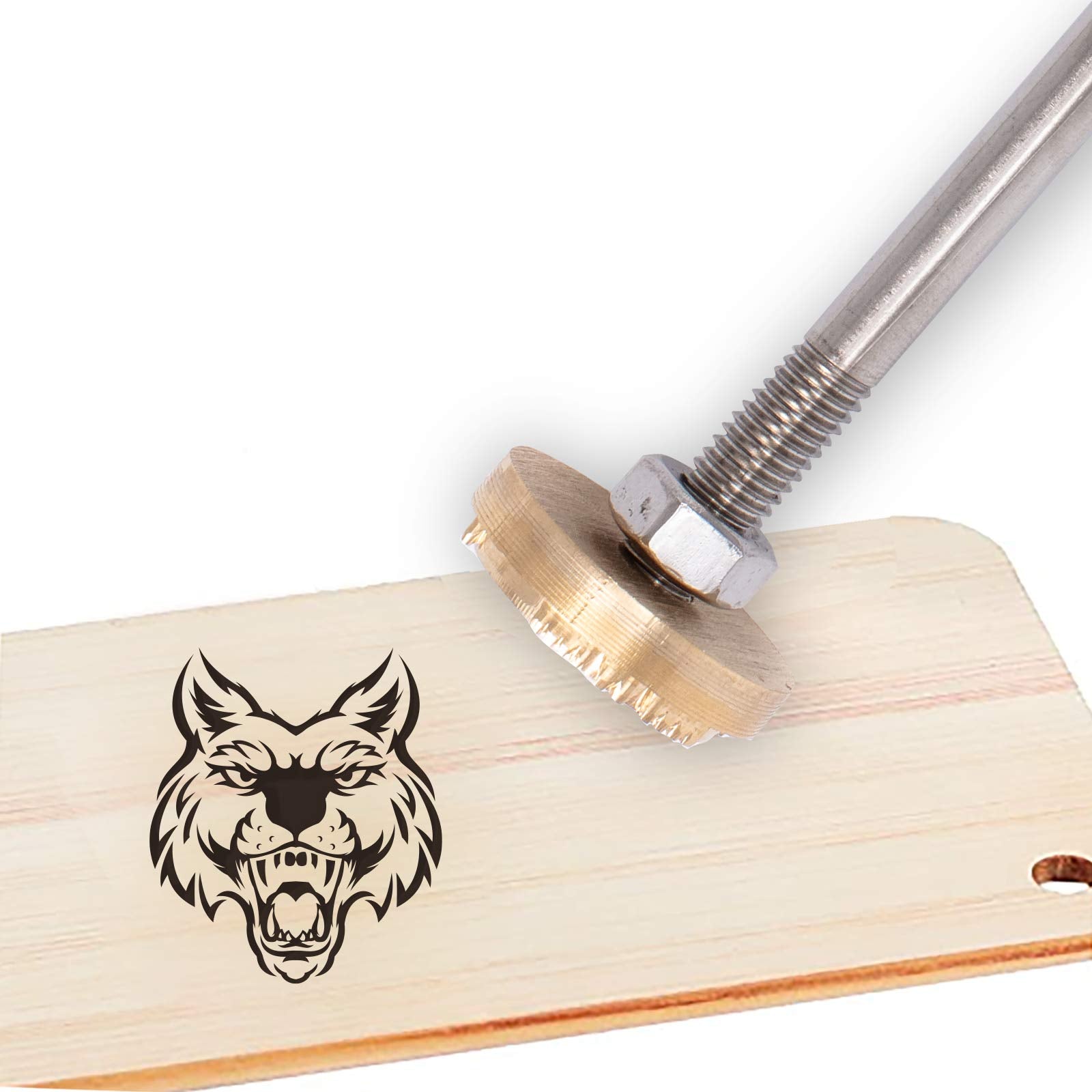 1.18" SUPERDANT Branding Iron Stamp Wolf Pattern BBQ Branding Iron with Replaceable Head Wooden Handles Grilling Tools and Accessories