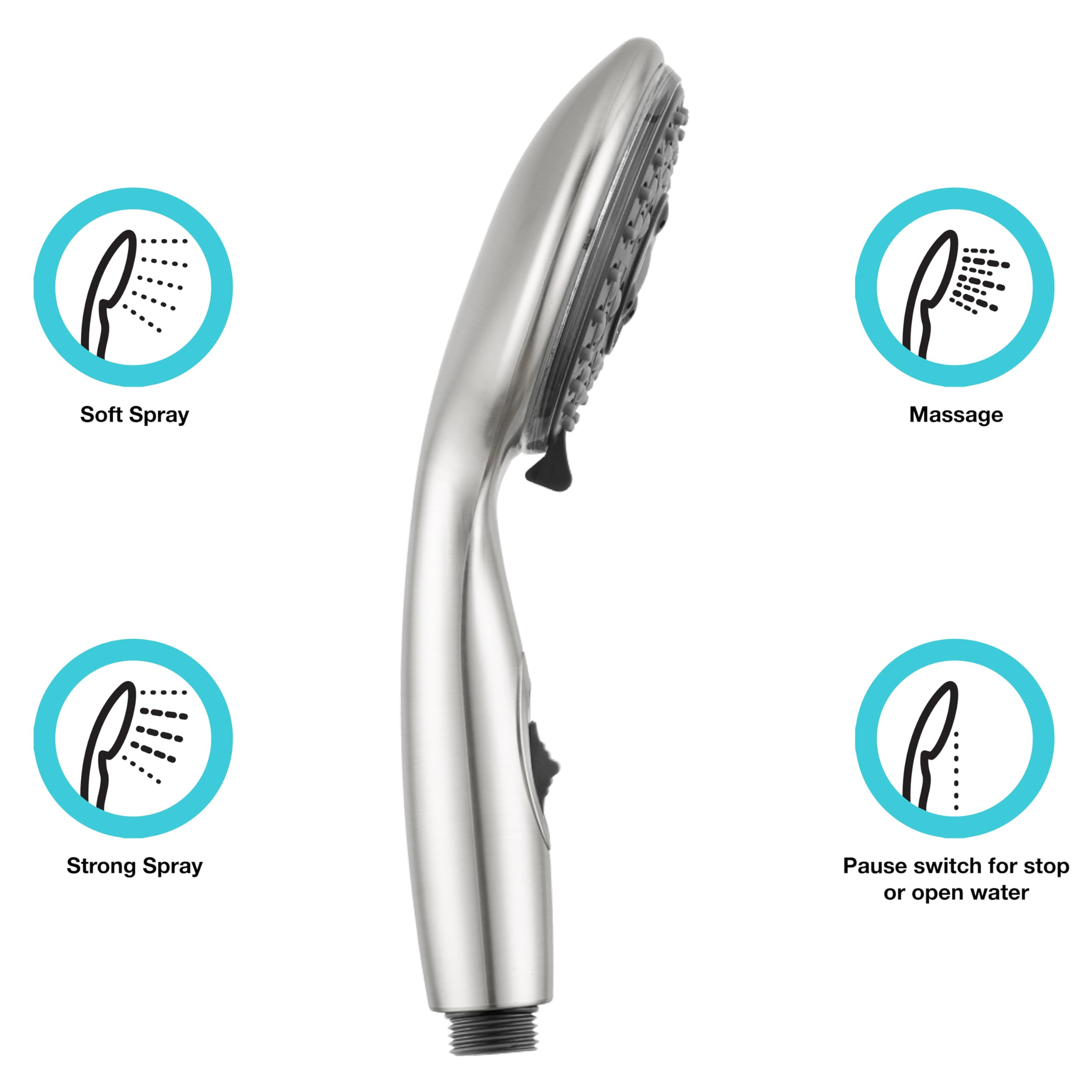 Dura Faucet Handheld Premium RV Shower Wand with Eco-Friendly On/Off Switch (Brushed Satin Nickel)