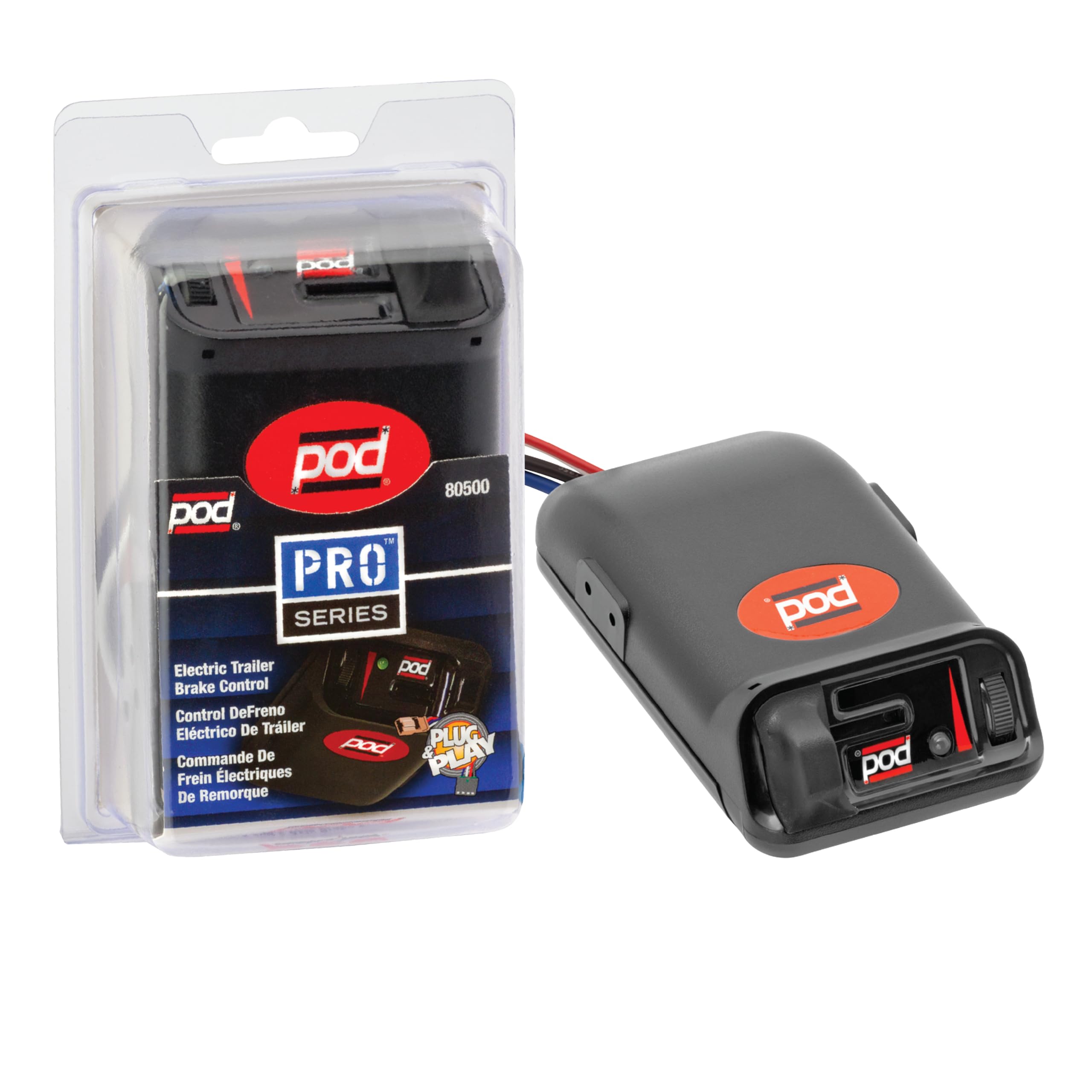 POD Trailer Time-Delay Electric Brake Controller Pro Series 80500 for Trailers with 1-2 Axles, Compatible with Ford, GM, Chevy, Dodge, RAM, Toyota, Jeep, and More with 2 and 4 Brakes