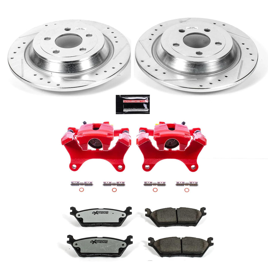 Power Stop Z36 KC6814-36 Truck & Tow Rear Caliper Kit-Rotors, Carbon-Fiber Ceramic Brake Pads, Calipers For Ford F-150 2015-2017 [Model Specific]