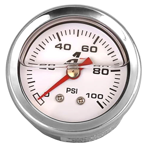 Fuel Pressure Gauge Aeromotive 15633 0-100 PSI, 1/8" NPT, Liquid Filled, 1.5'' Diameter Dial