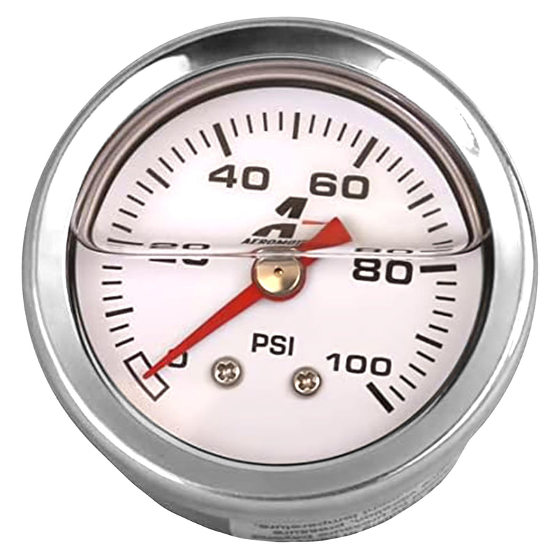 Fuel Pressure Gauge Aeromotive 15633 0-100 PSI, 1/8" NPT, Liquid Filled, 1.5'' Diameter Dial
