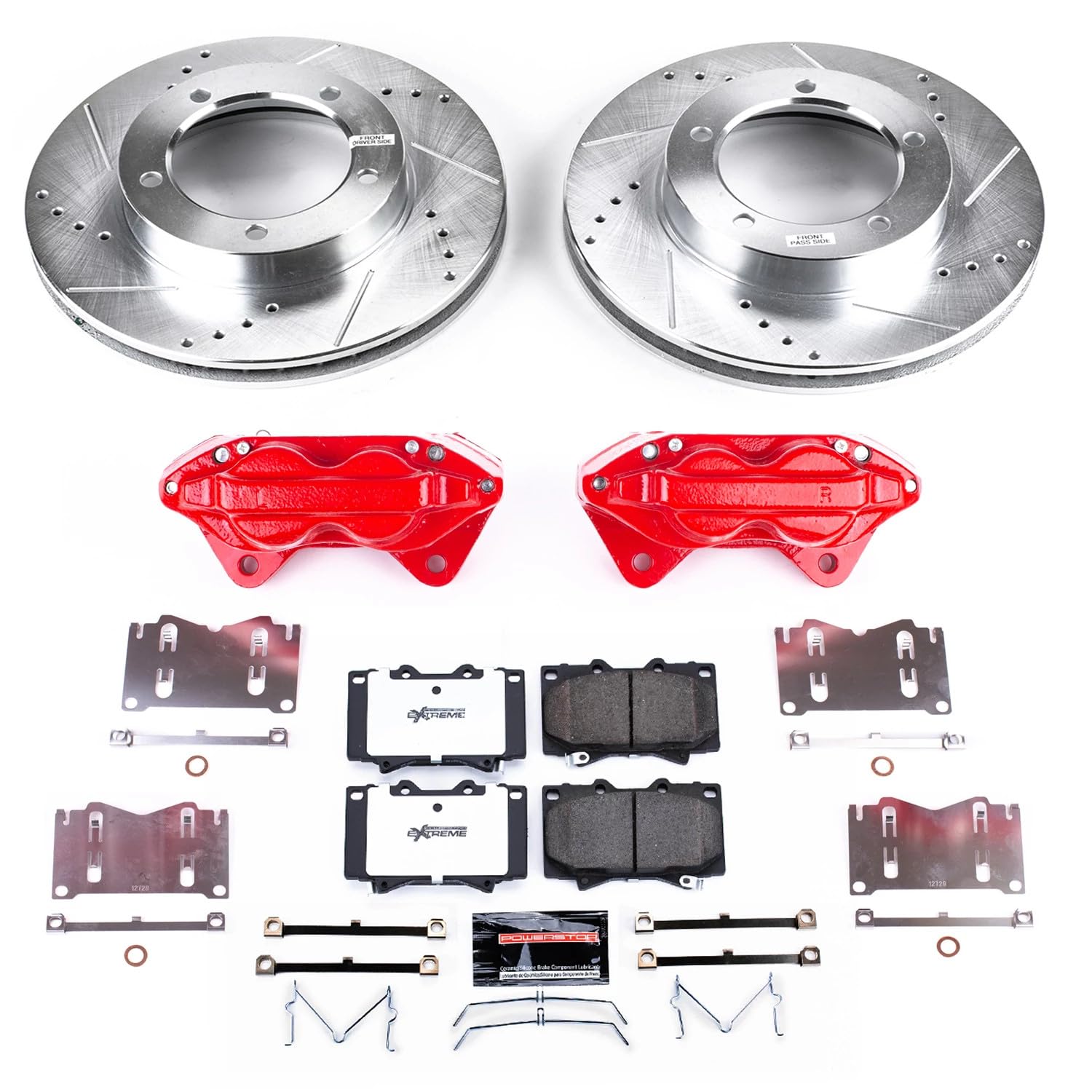 Power Stop KC1132-36 Z36 Front Caliper Kit-Rotors, Carbon-Fiber Ceramic Brake Pads, Calipers For Lexus LX470 1998-2002, Toyota Land Cruiser 1998-2002 [Model Specific]