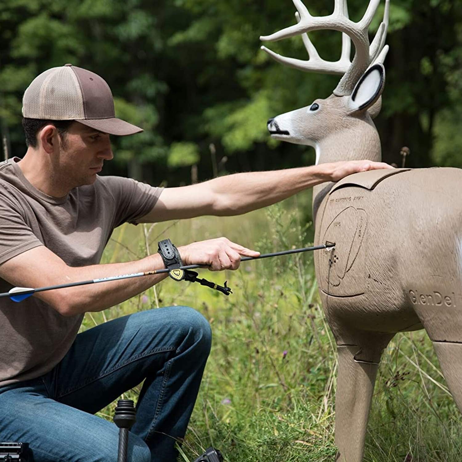 GlenDel Full-Rut Buck 3D Archery Target with Replaceable Core Insert, GlenDel Full-Rut Buck w/4-sided insert, brown
