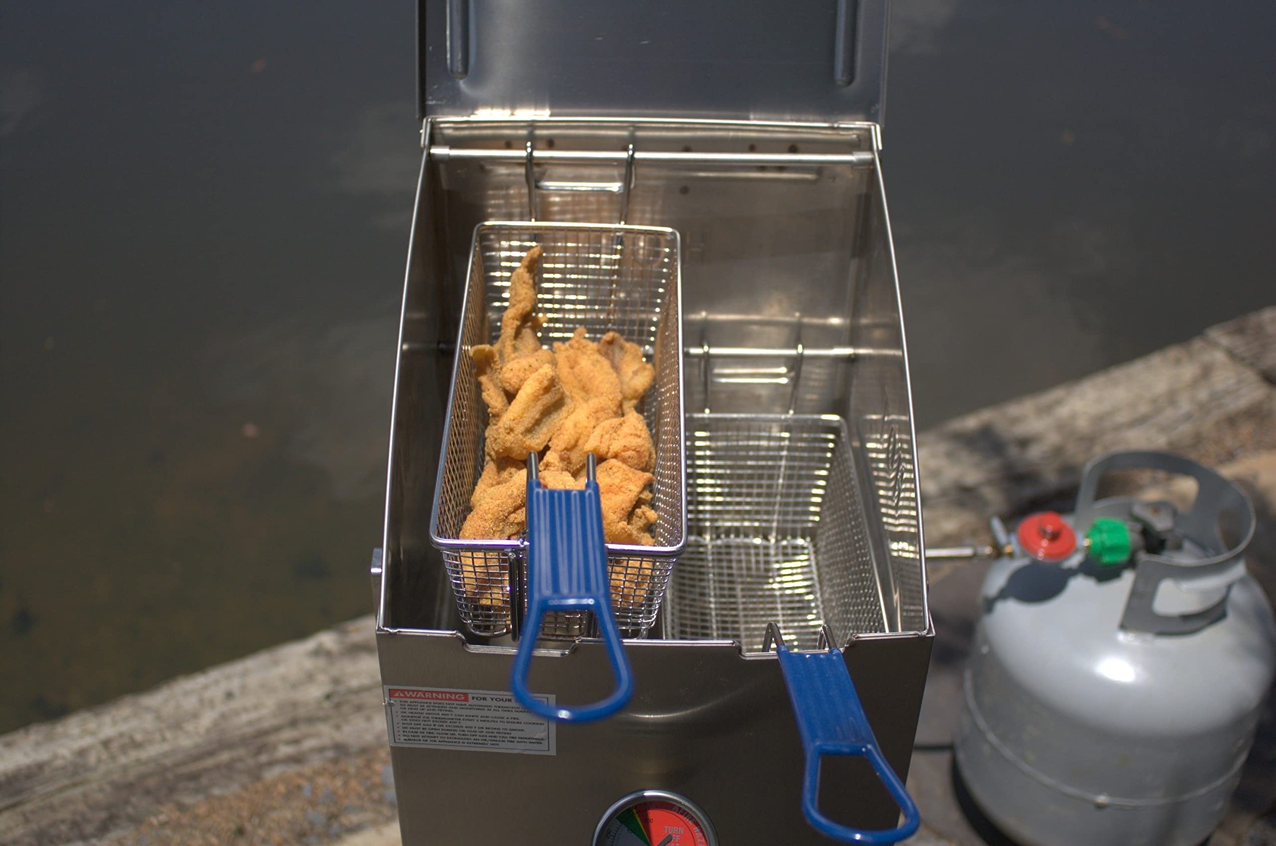 Bayou Classic Fry Basket 700-186 For 4-gal Stainless Bayou Fryer Features Cool Touch Handle Wire Mesh Basket Perfect For Frying Fish Shrimp Chicken Onion Rings Hushpuppies and Fries