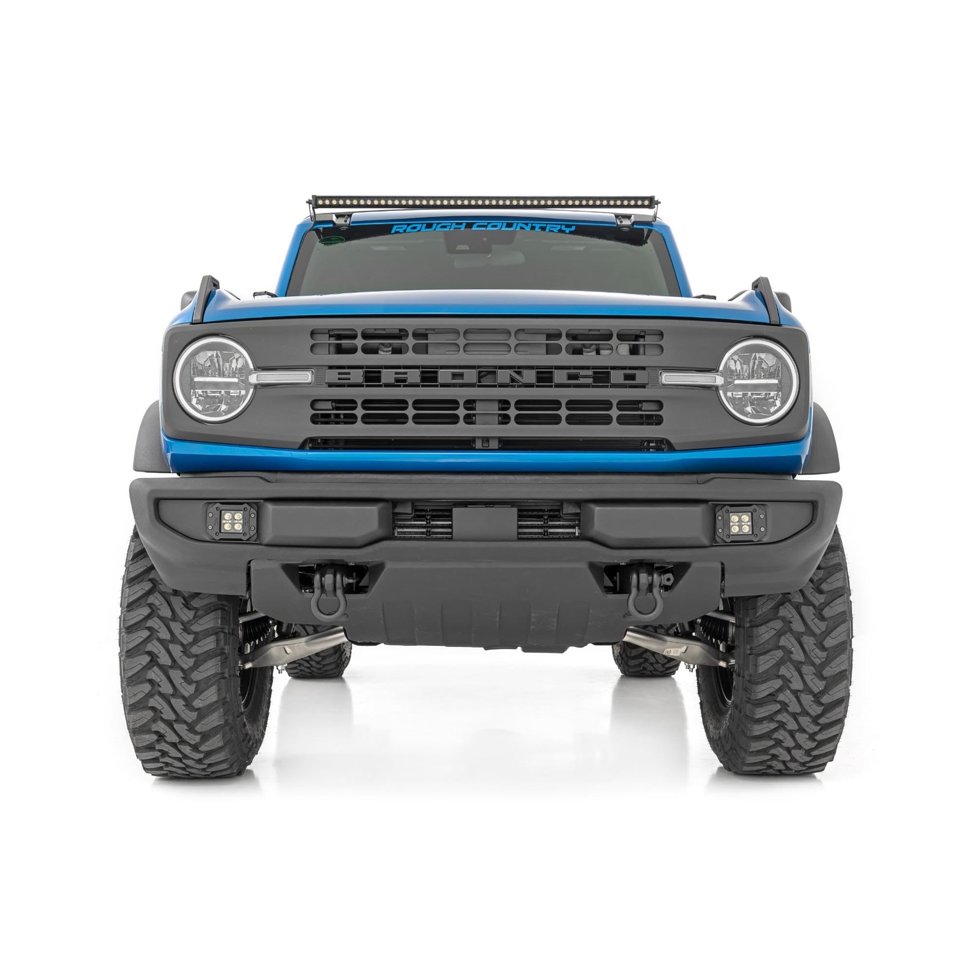 50" LED Light Bar Kit Rough Country for Ford Bronco (2021-2025) - Upper Windshield Mount, 480w Spectrum Series, 43,200 Lumens, Combo Spot & Flood Beam
