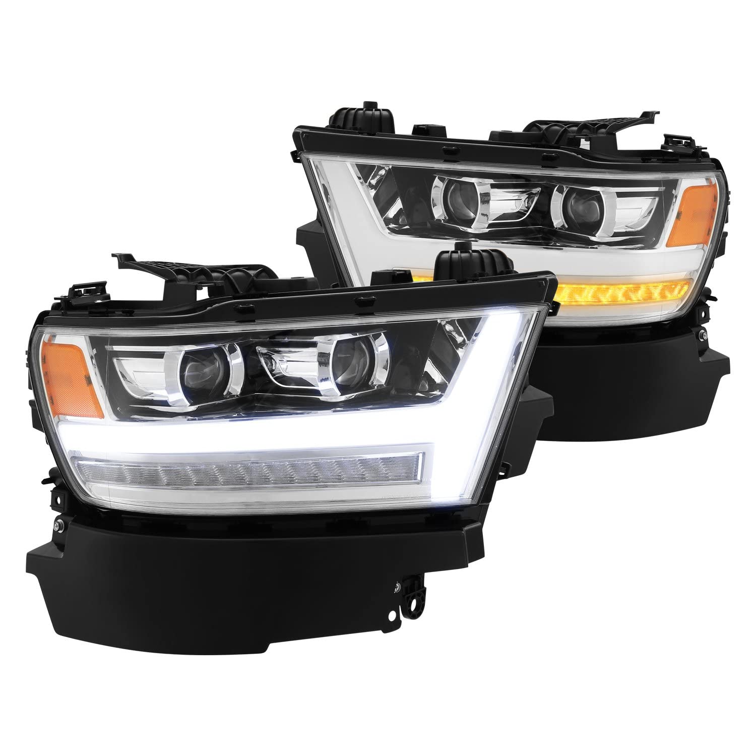 19-20 Ram AlphaRex 1500HD PRO-Series Proj Headlight Plnk Styl Chrm w/Activ Light/Seq Signal/Plnk DRL