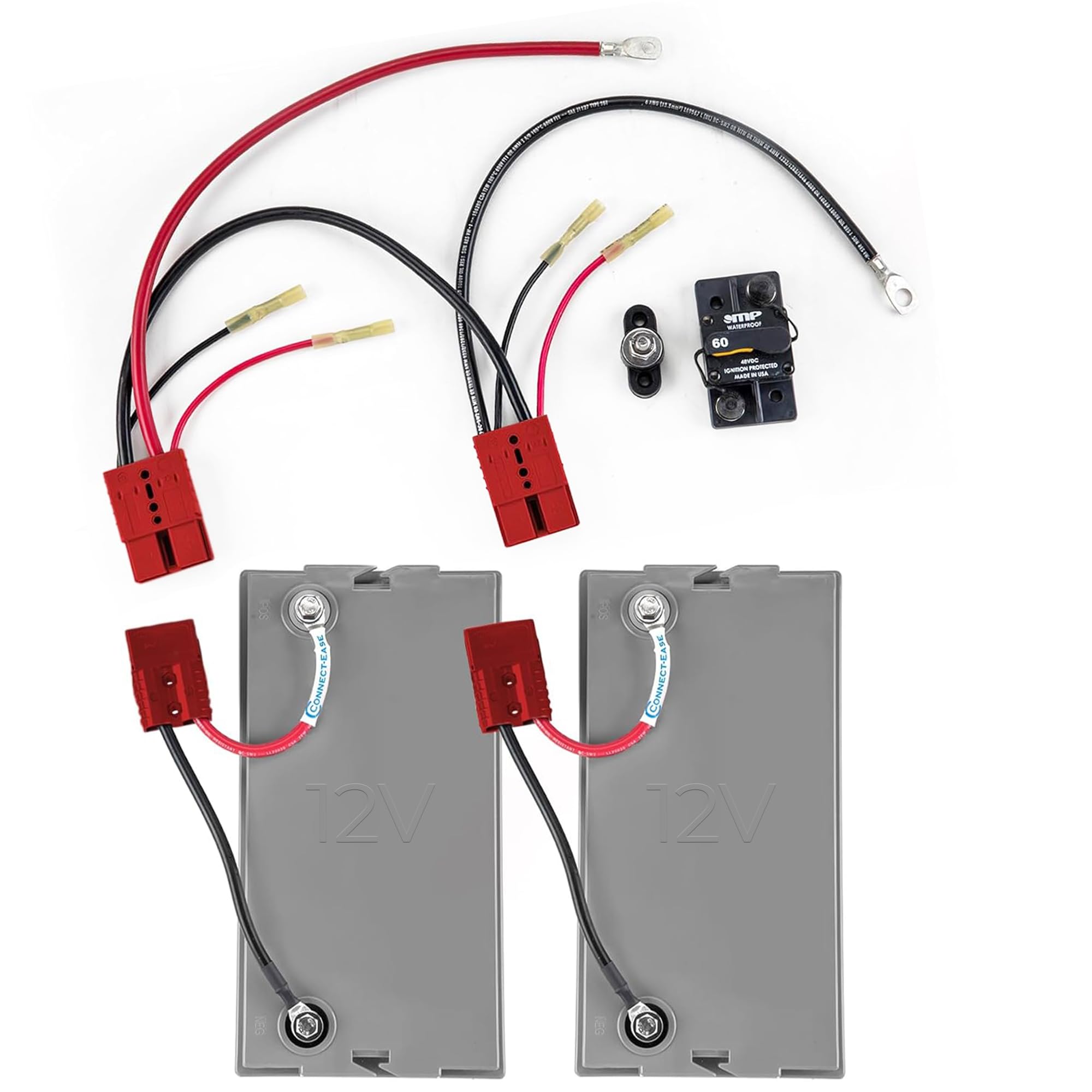 24V Trolling Motor Connection Kit Connect-Ease RCE24VPRO with Onboard Charging | 6-Gauge Wire | Fits Any 24 Volt Trolling Motors Including MinnKota QUEST, Garmin Force, Lowrance Ghost | Made in USA