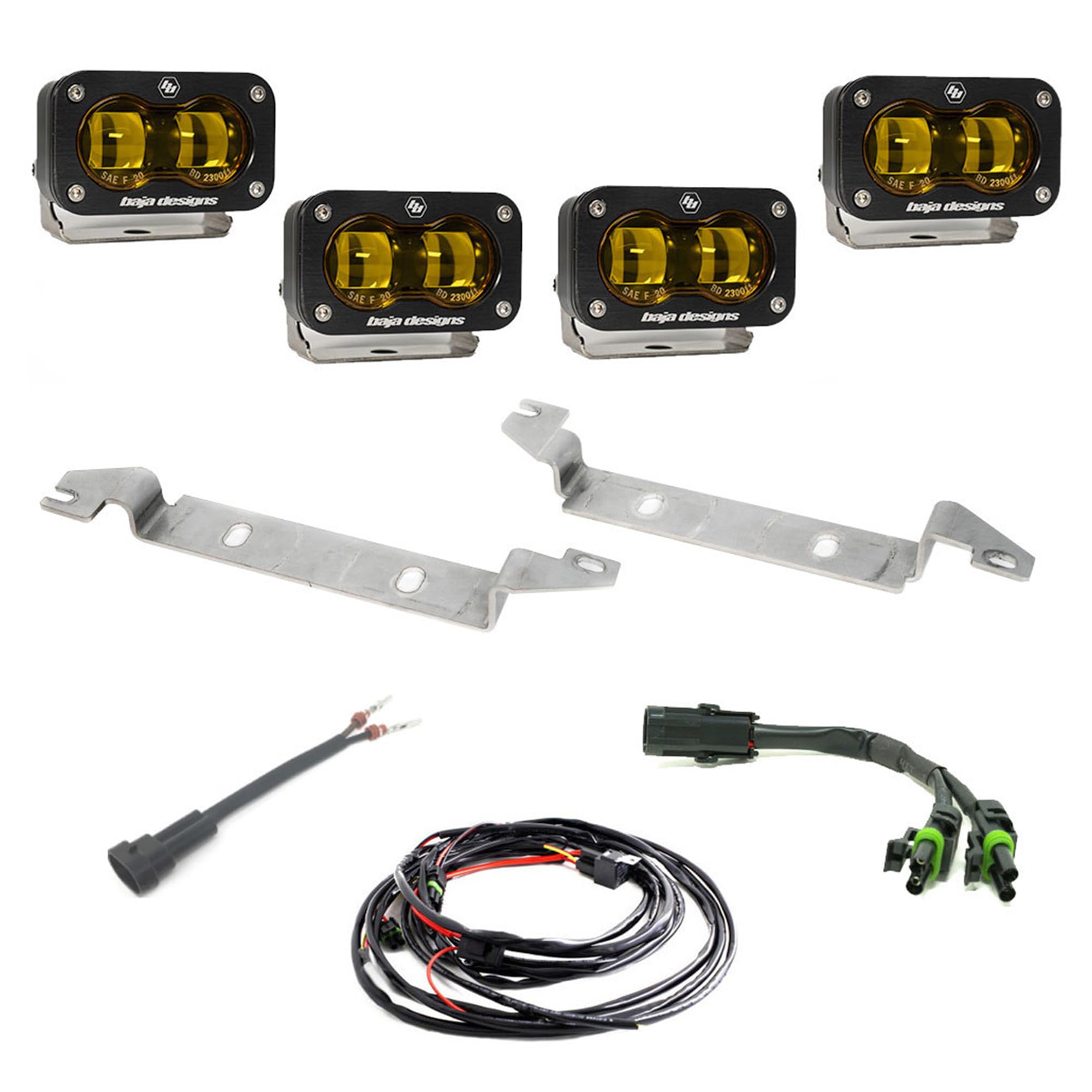 Baja Designs S2 LED Fog Pocket Light Kit for Toyota Sequoia 2023+ Truck - OEM Replacement, Amber Lens