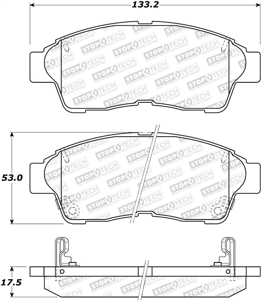 Front StopTech 308.05621 Brake Pads with Shims and Hardware Street