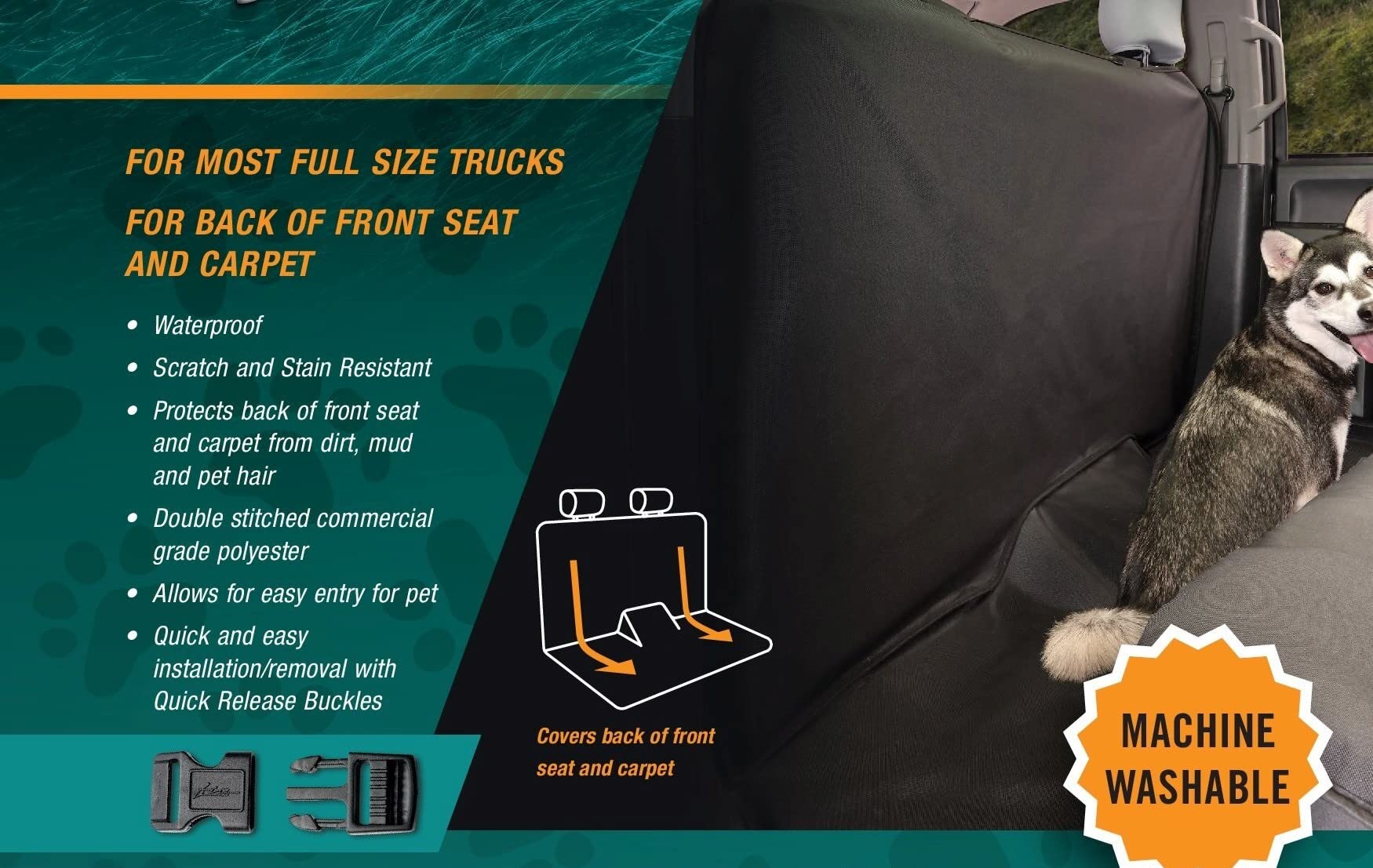 FIA Sem-Custom Fit PC702 Rear Seat Pet Cover Extender - Polyester (Black)