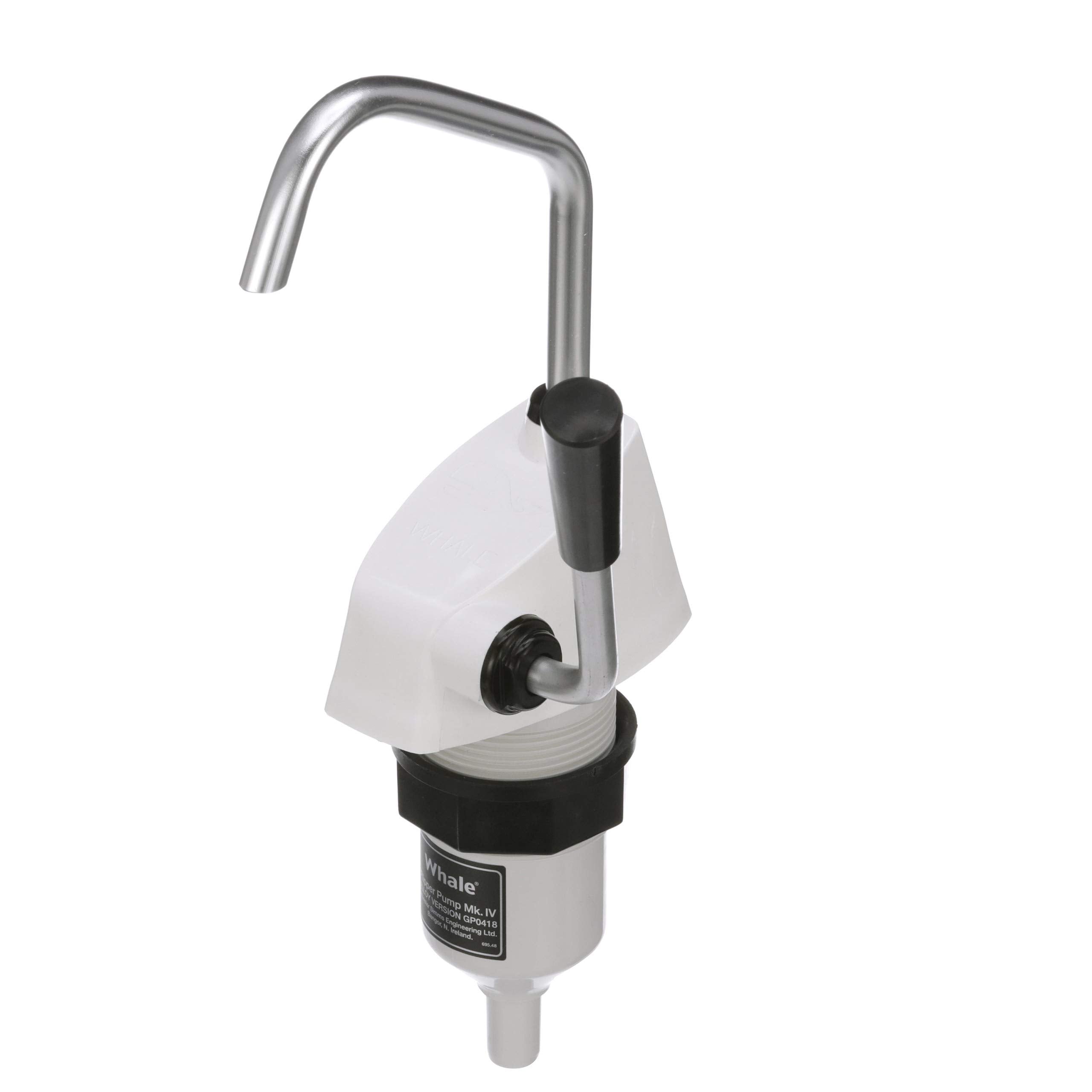 Whale Flipper Pump Mk 4 Hand-Operated Galley Water Pump, 1/2-Inch Flexible Hose Connection, Max Flow Rate 1.85 GPM, Suitable for Fresh or Saltwater
