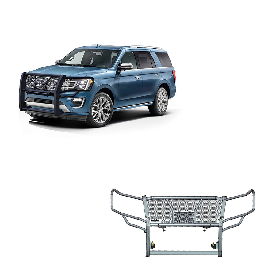 Heavy Duty Black Horse Rugged Grille Brush Bumper Guard Modular Black Compatible with 2018-2024 Ford Expedition-RU-FOEX18-B