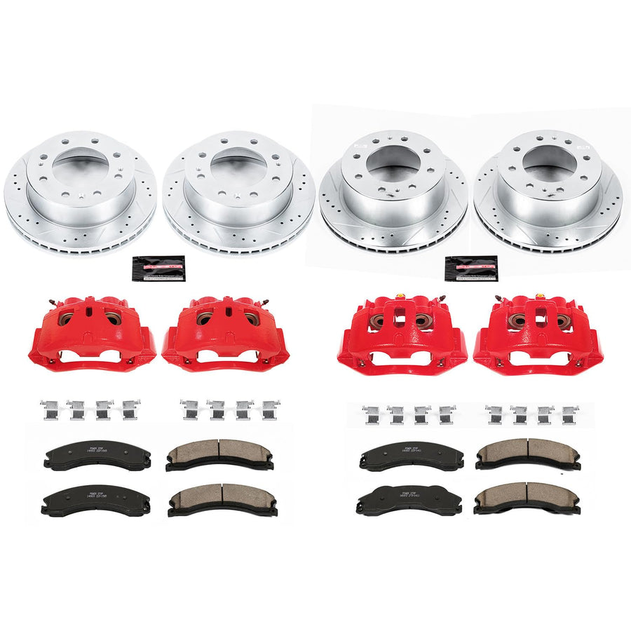 Power Stop Z23 KC6259 Front and Rear Caliper Kit-Drilled/Slotted Rotors, Carbon Ceramic Brake Pads & Calipers For Silverado 2500 HD, Silverado 3500 HD, Sierra 2500 HD, Sierra 3500 HD [Model Specific]