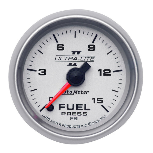 Auto Meter Ultra-Lite II 2-1/16" 0-15 PSI Full Sweep Electric Fuel Pressure Gauge 4961