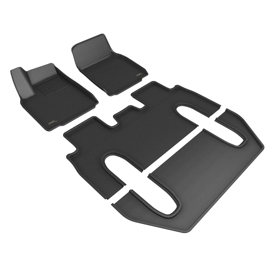 3D MAXpider Kagu Custom Fit Floor Mat (Black) Compatible with Tesla Model X 6-Seat 2022-2026 - Full Set