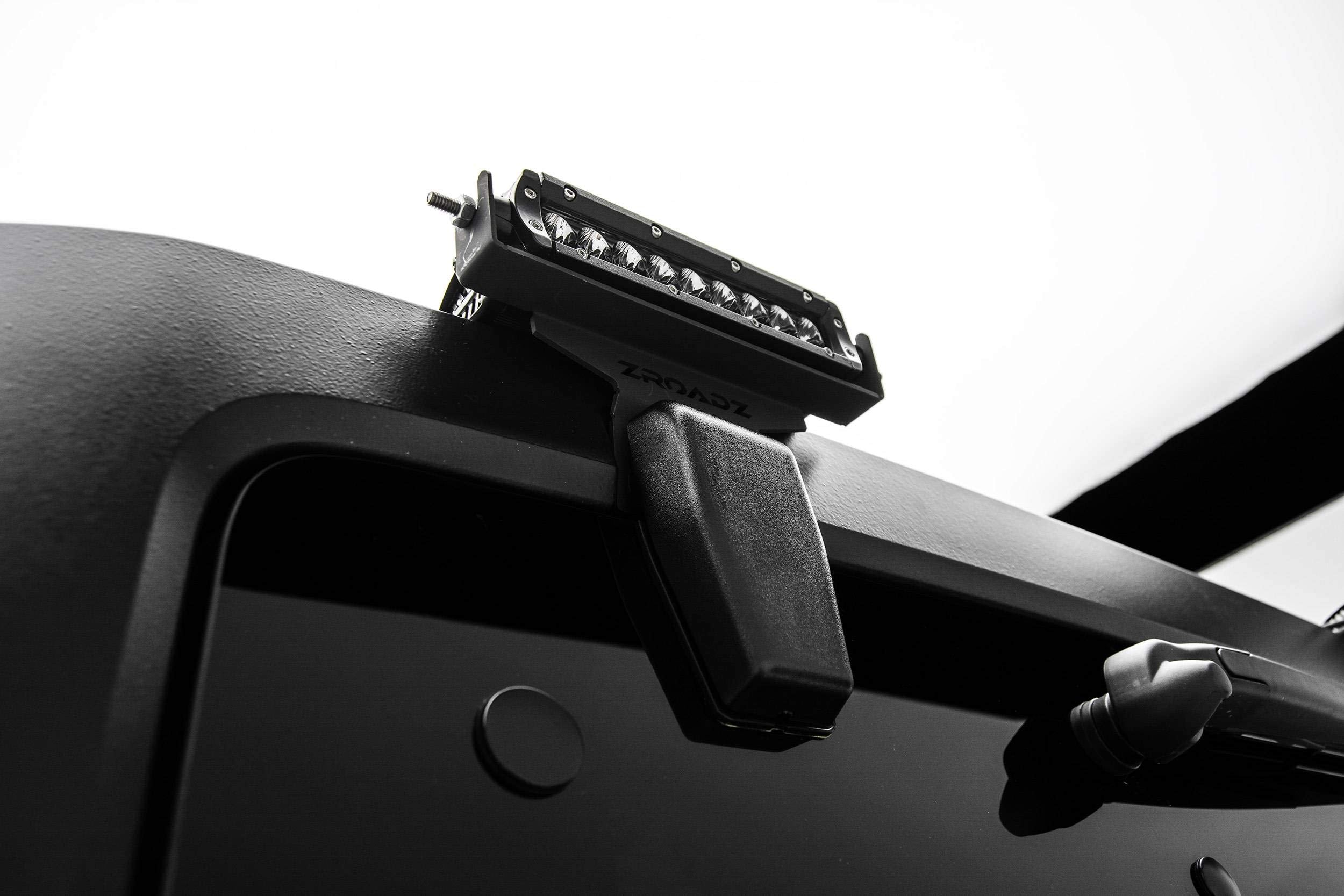ZROADZ LED Bracket Rear Window - Compatible w/ 2007-2018 Jeep JK - to Mount (2) 6 Inch LED Lights - Mild Steel Gloss Black Finish - Bolt-On Easy Installation - PN #Z394812